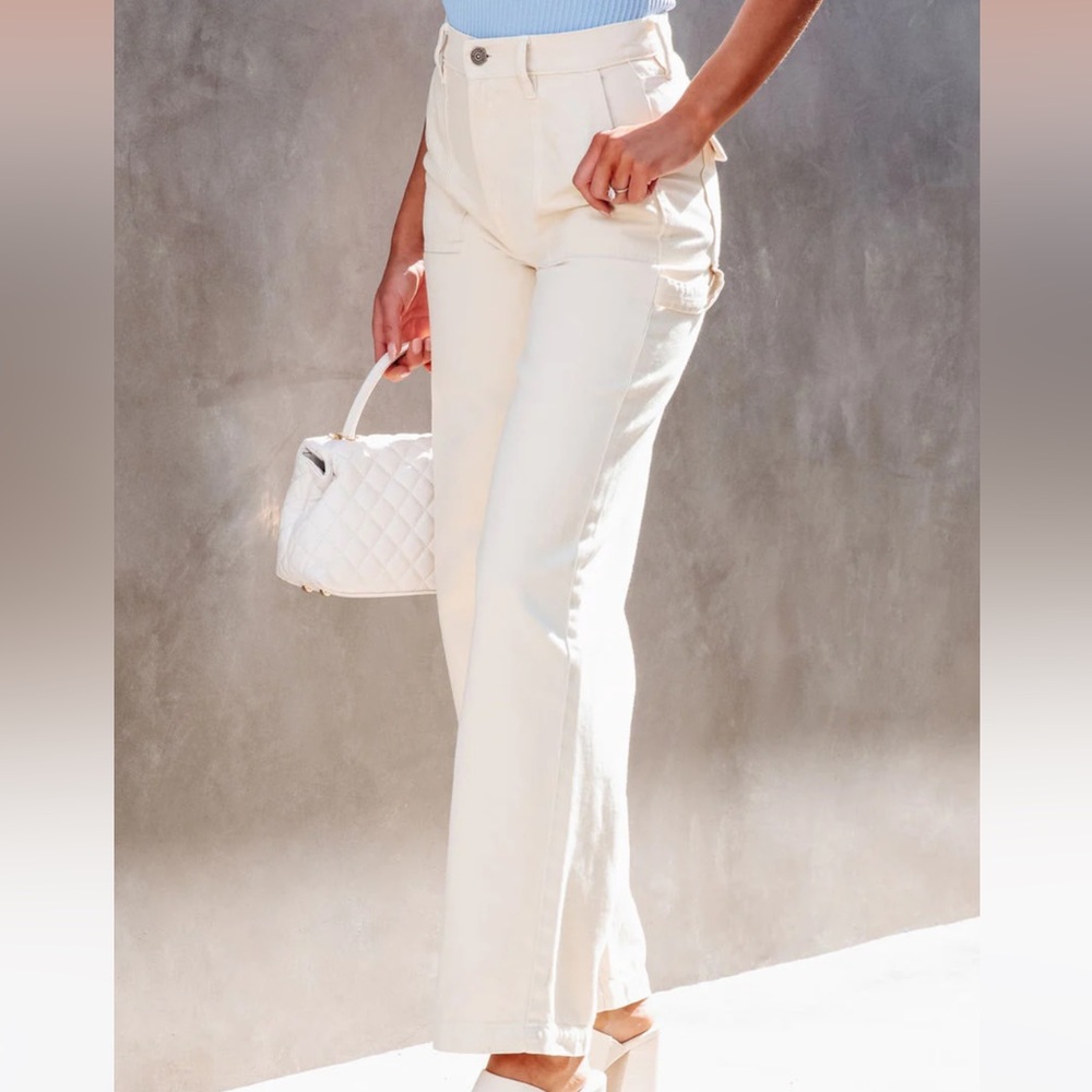 Hidden Logan Wide Leg Jeans - Cream NWT - Picture 3 of 7